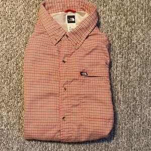 The North Face Men's Red and White Checkered Shirt